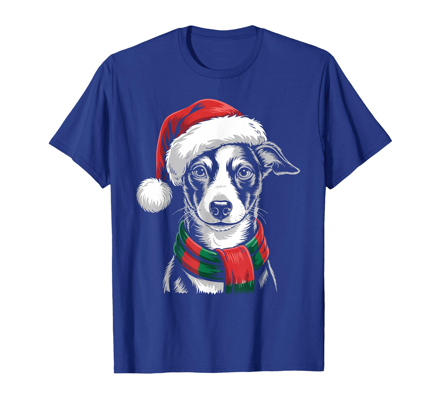 Italian Greyhound Dog Xmas Santa Hat Scarf Christmas Costume T-Shirt