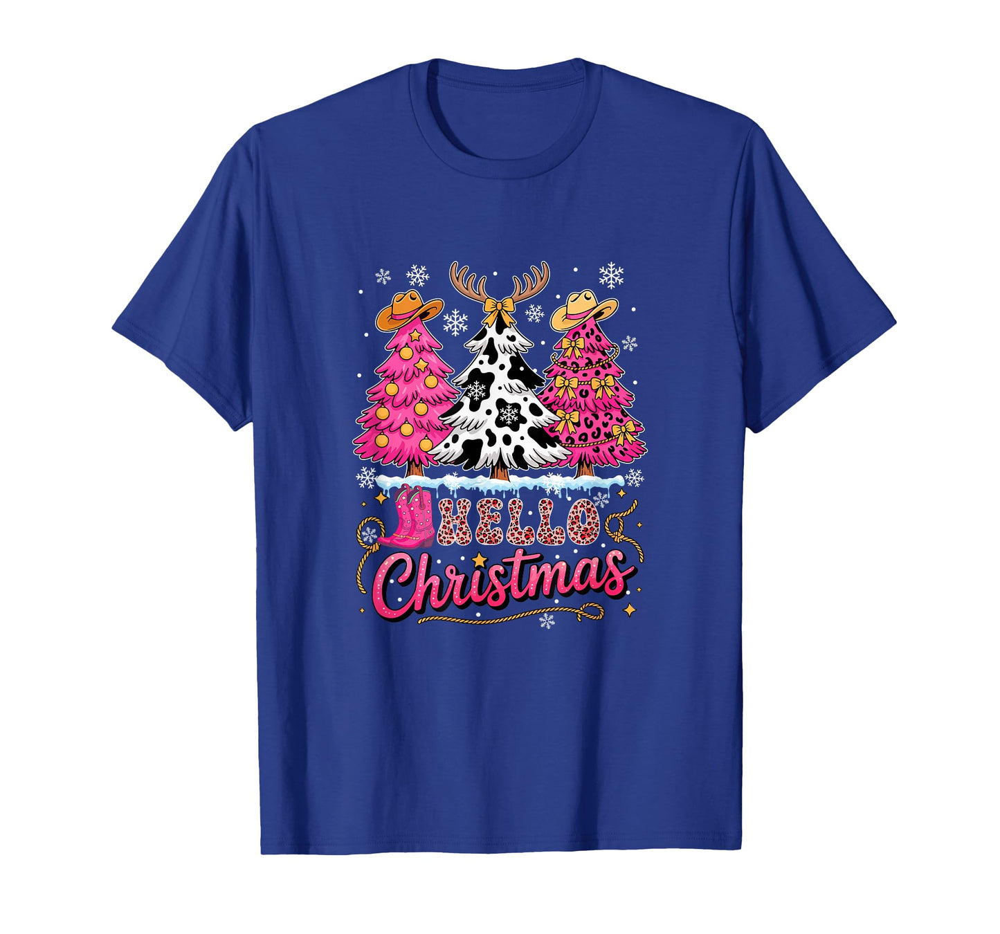 Christmas Three Leopard Xmas Trees Costume Westen Farmer T-Shirt