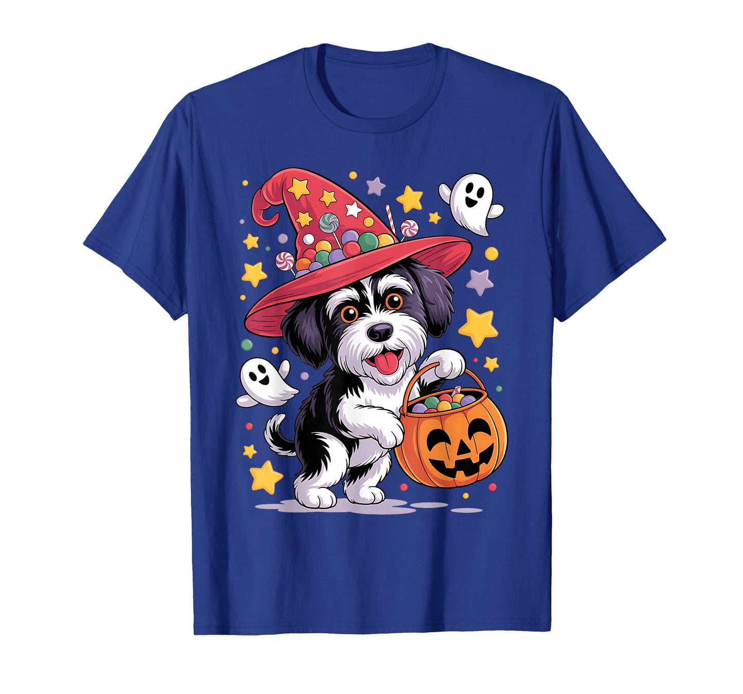 Portuguese Water Dog Pumpkin Ghost Candy Witch Halloween T-Shirt