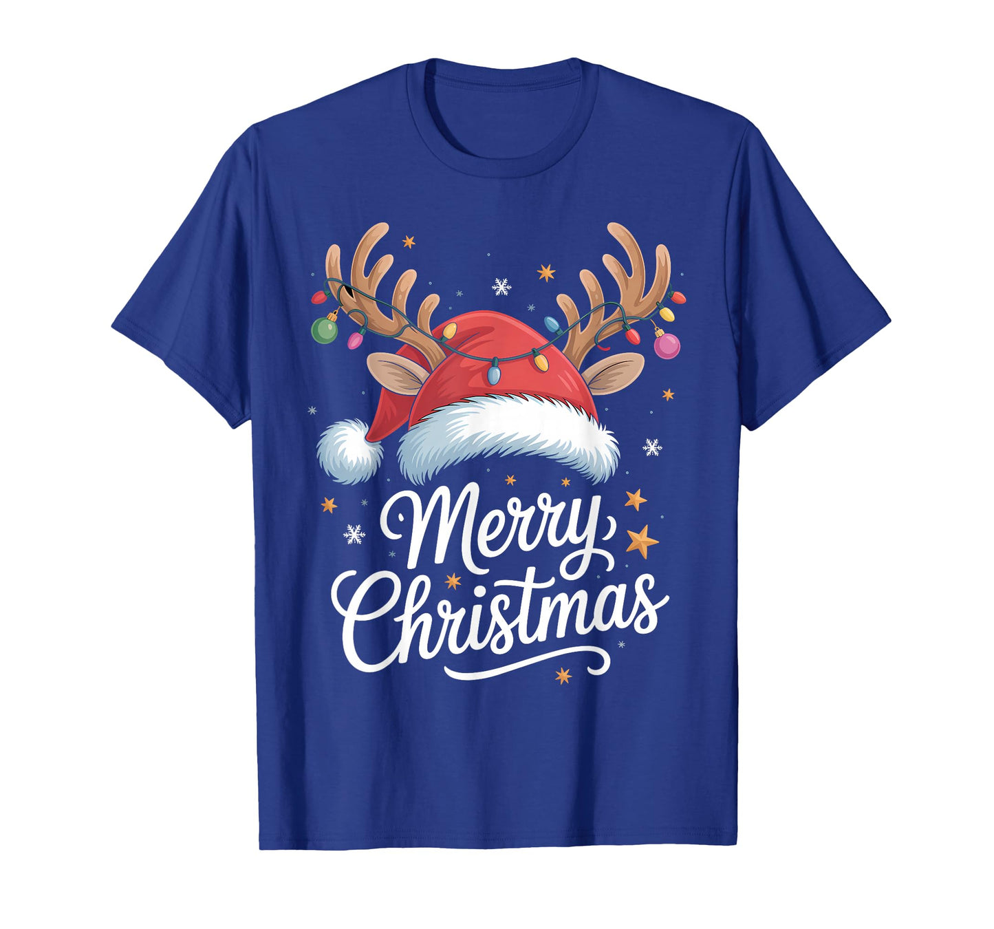 Merry Christmas Red Santa Hat Reindeer Xmas Matching Family T-Shirt