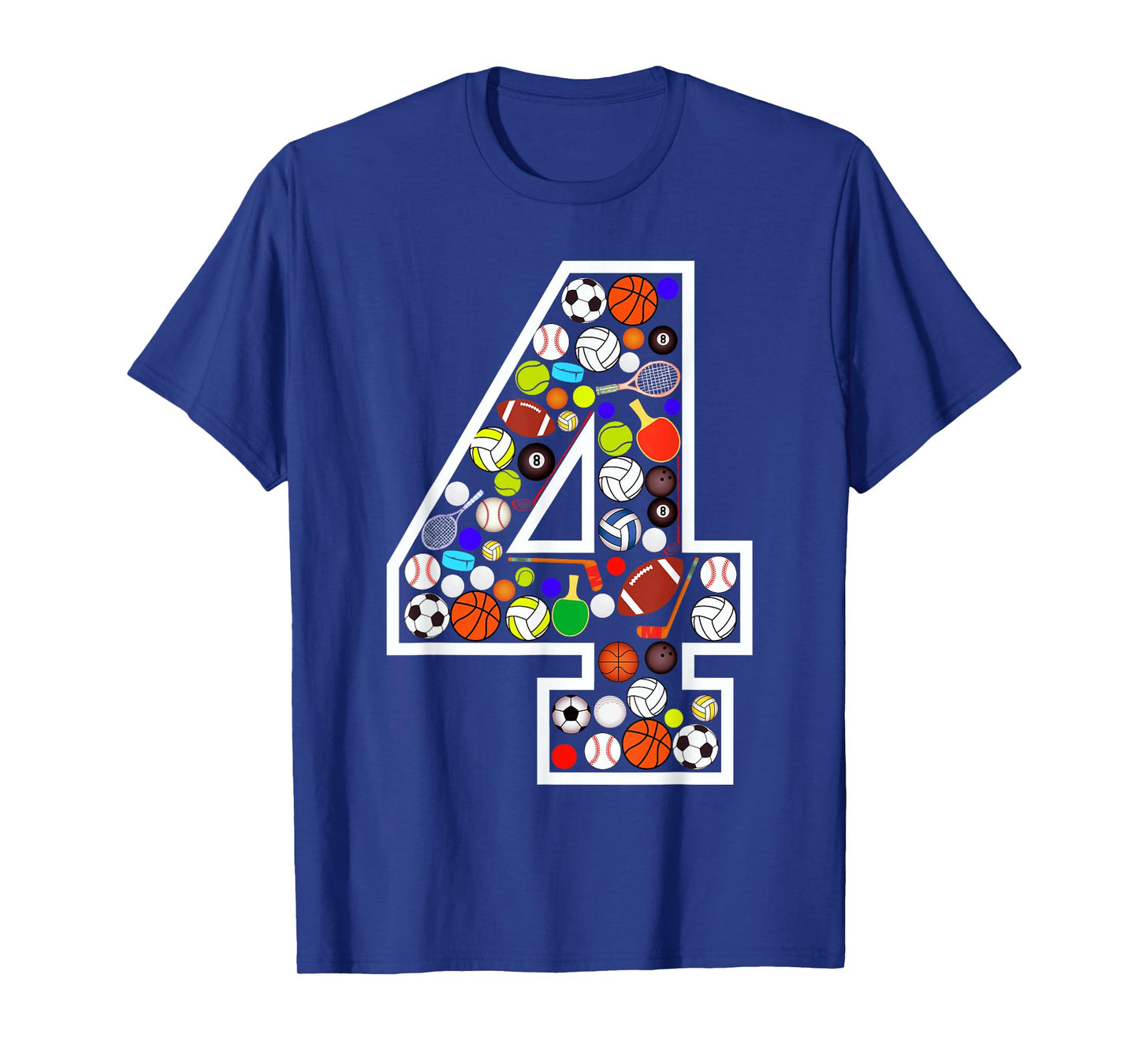Kids 4th Birthday Sports Big Number Four 4 Year Old Boy T-Shirt