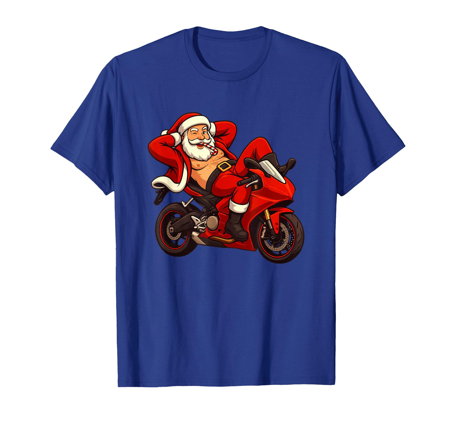 Hot Motorcycle Race with This Cool Santa Claus Costume T-Shirt