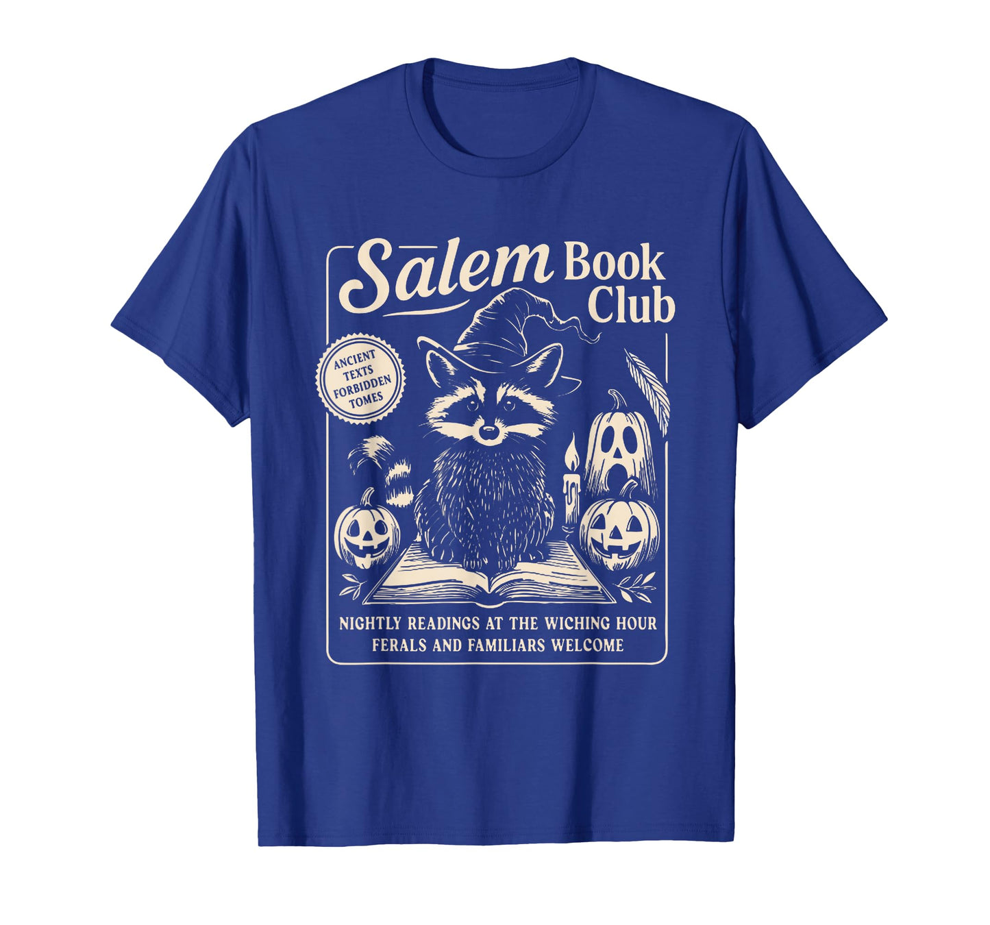 Salem Witch Book Club Bookish Halloween Raccoon Witchcraft T-Shirt
