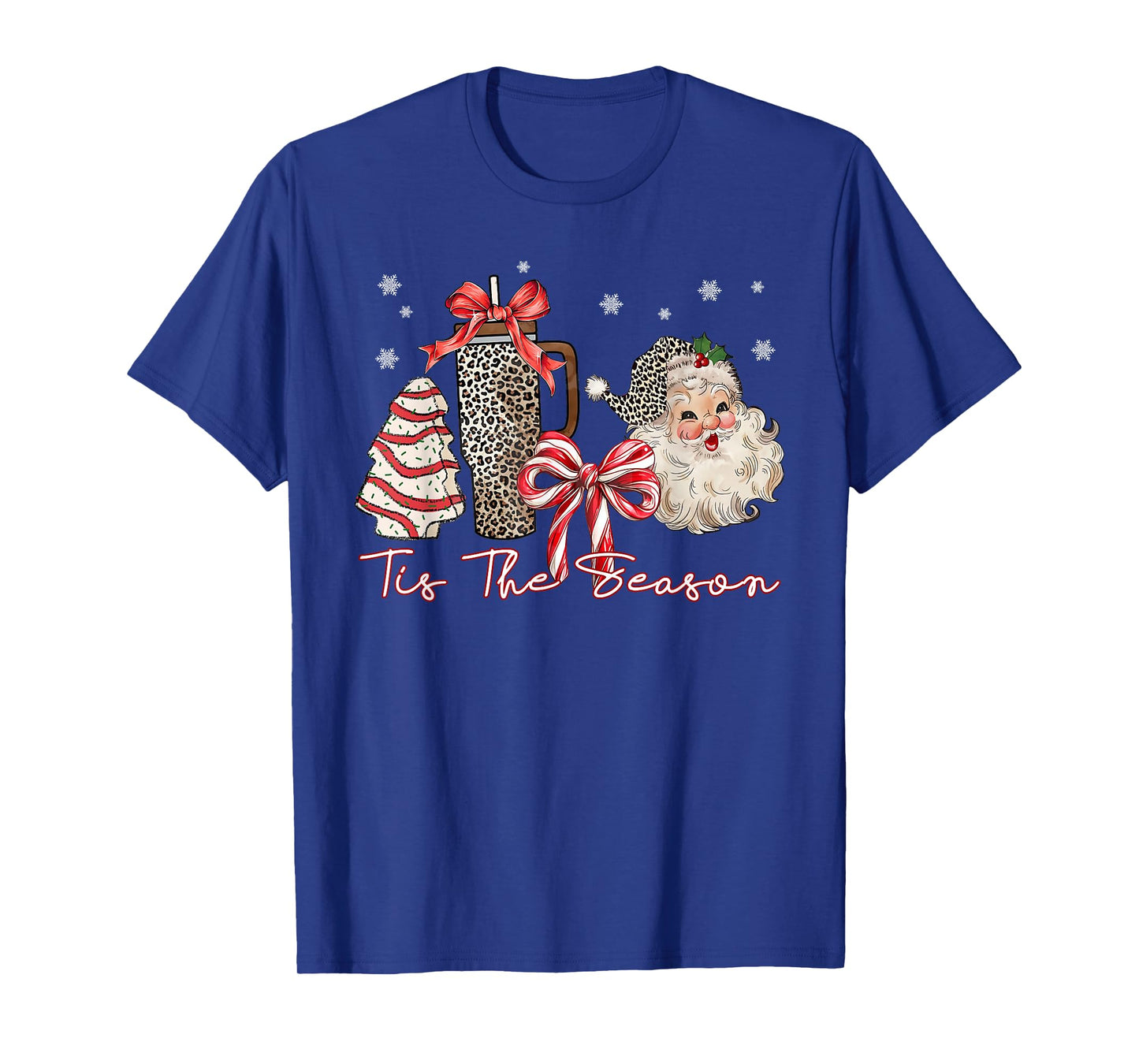 Tis The Season Santa Christmas Coquette Bow Retro Holiday T-Shirt