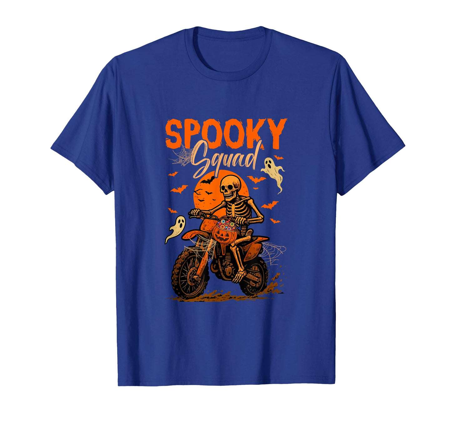 Spooky Halloween Squad Skeleton Riding Dirt Bike Horror Boo T-Shirt