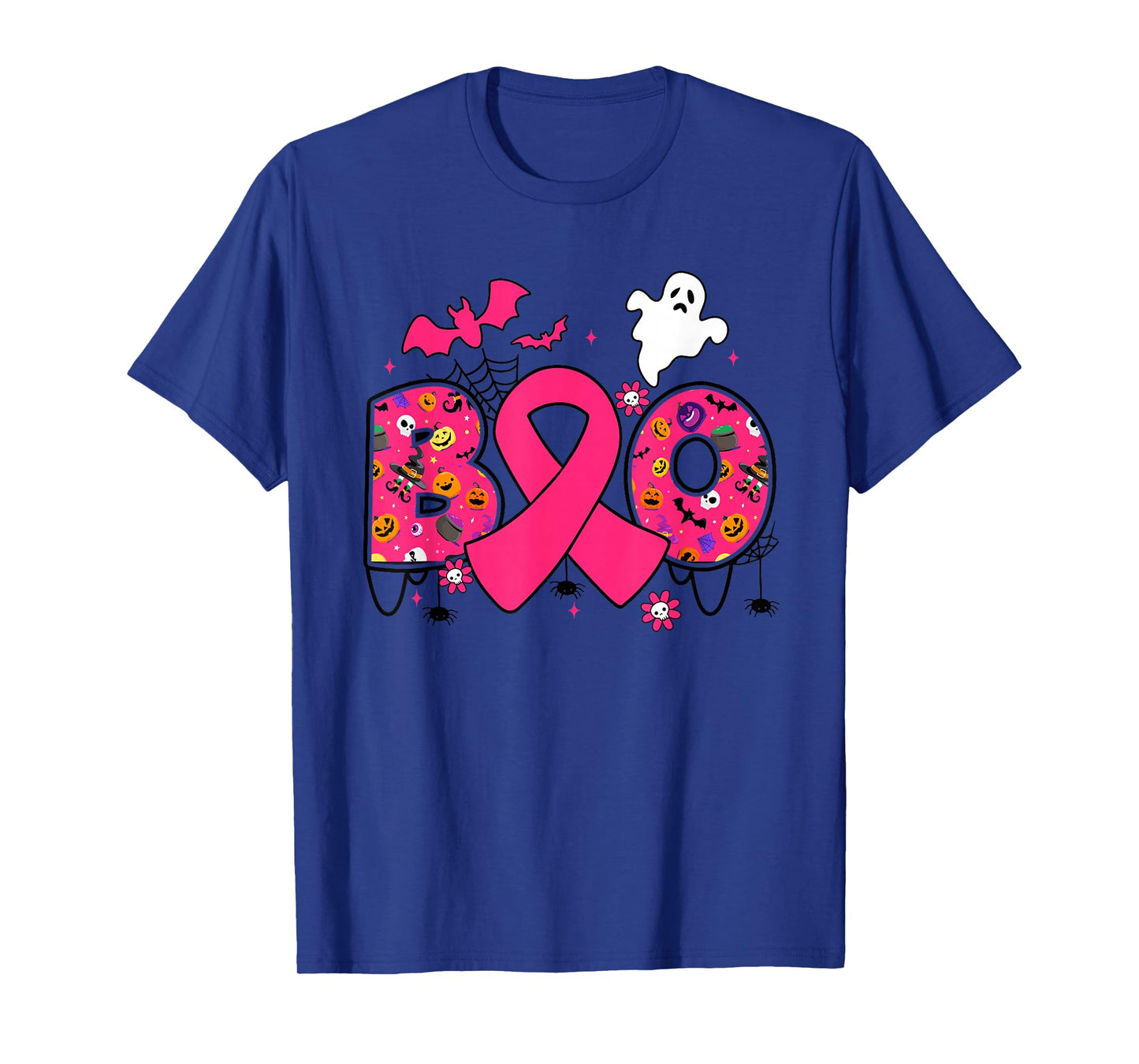 Boo Breast Cancer Pink Ribbon Ghost Witch Pumpkin Halloween T-Shirt