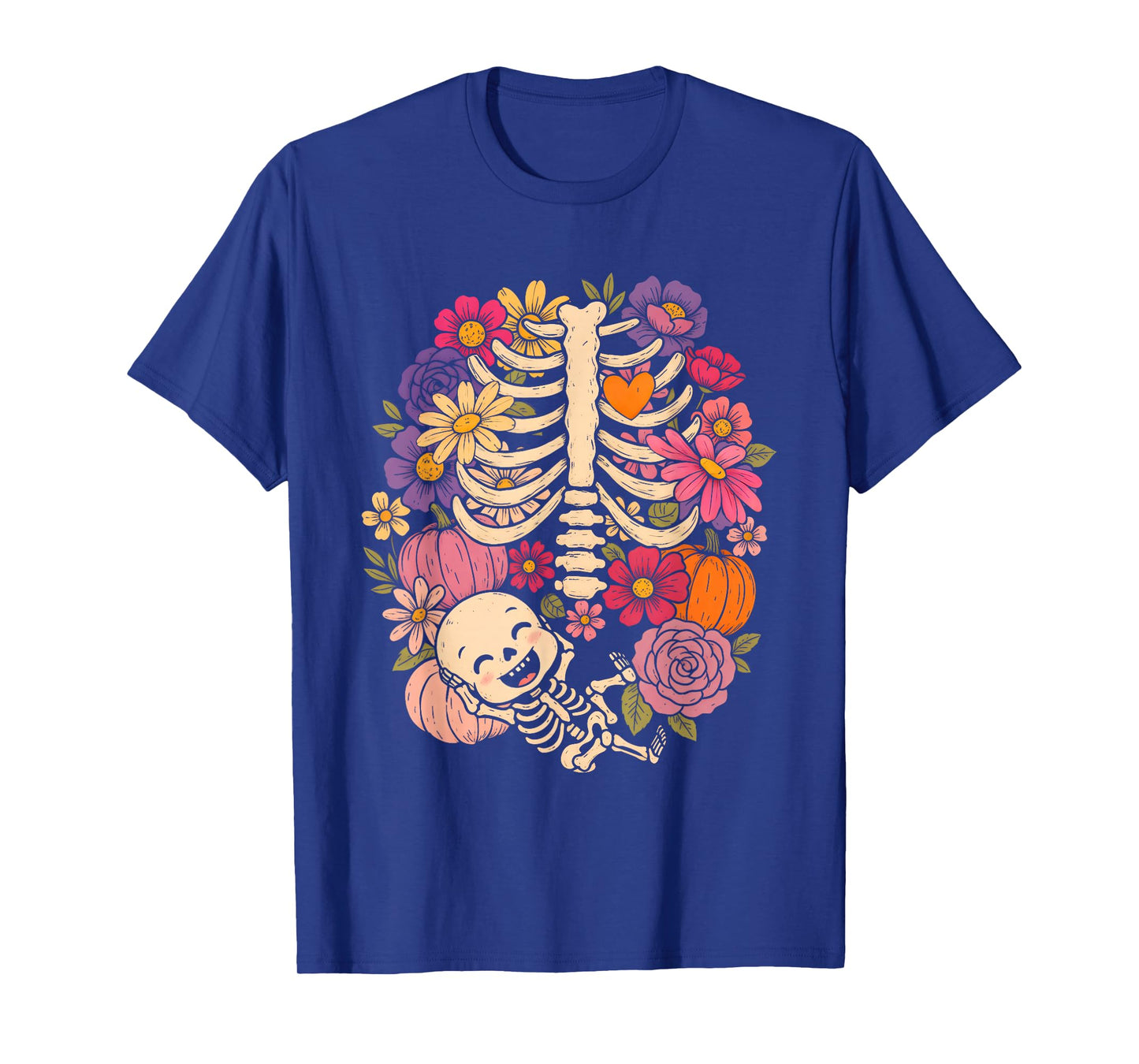 Halloween Pregnancy Announcement Baby Shower Pumpkin Floral T-Shirt