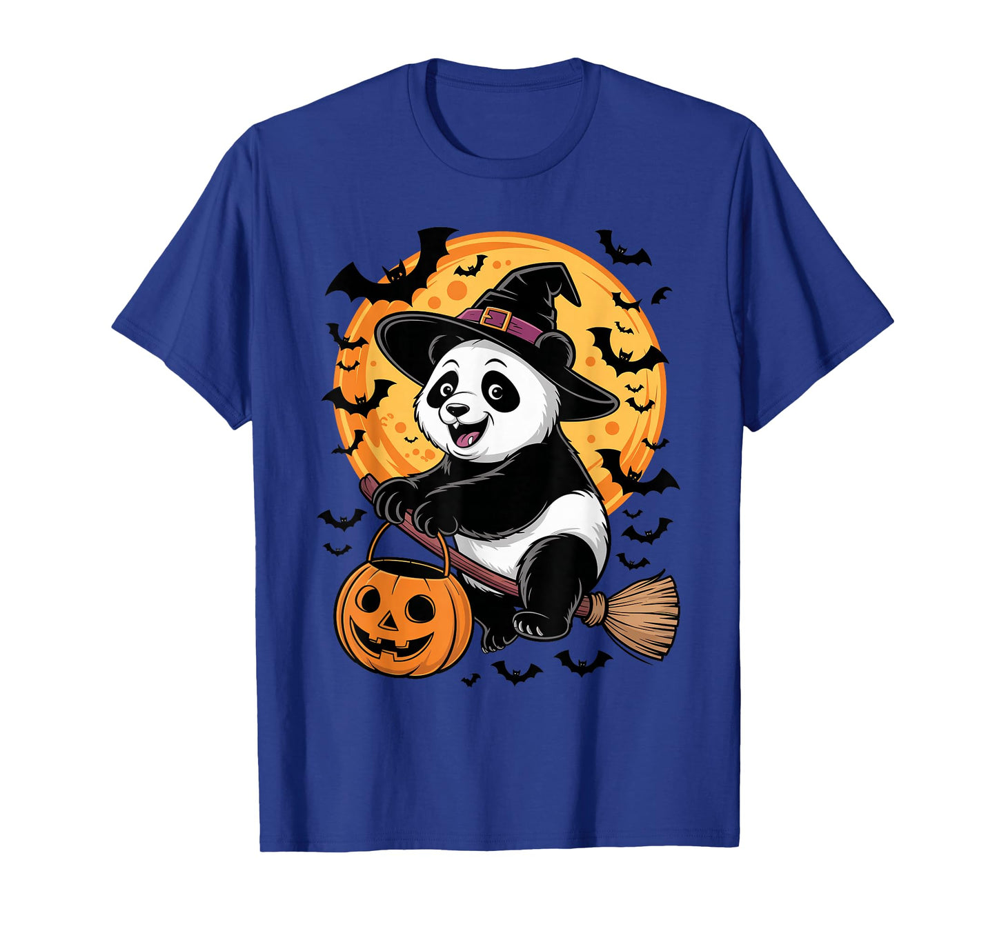 Cute Panda Halloween Witch Hat Jack-o-Lantern Candy Bucket T-Shirt