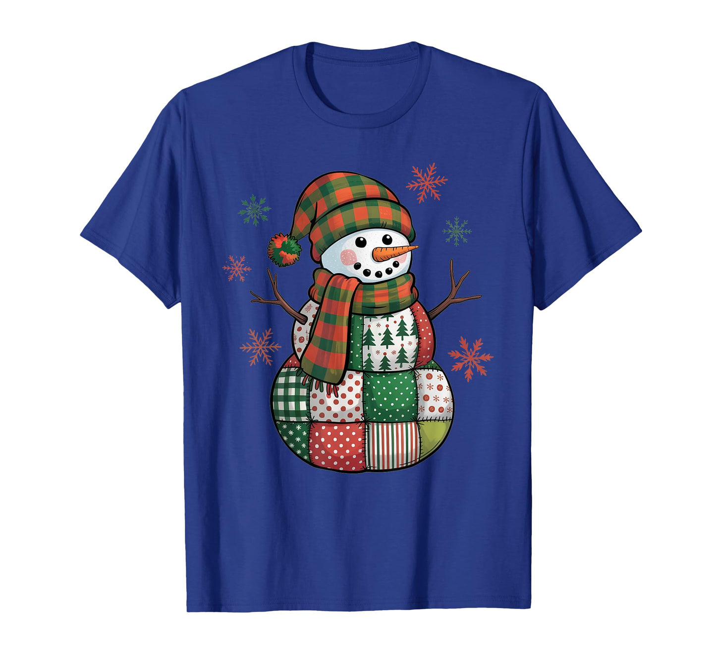 Patchwork Snowman Retro Funny Christmas Xmas Snowman Holiday T-Shirt