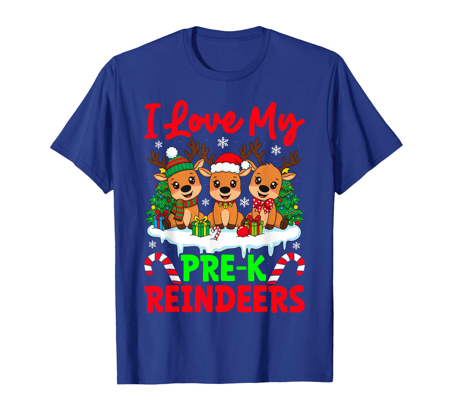 I Love My Pre-K Reindeers Three Reindeers Teacher Xmas T-Shirt