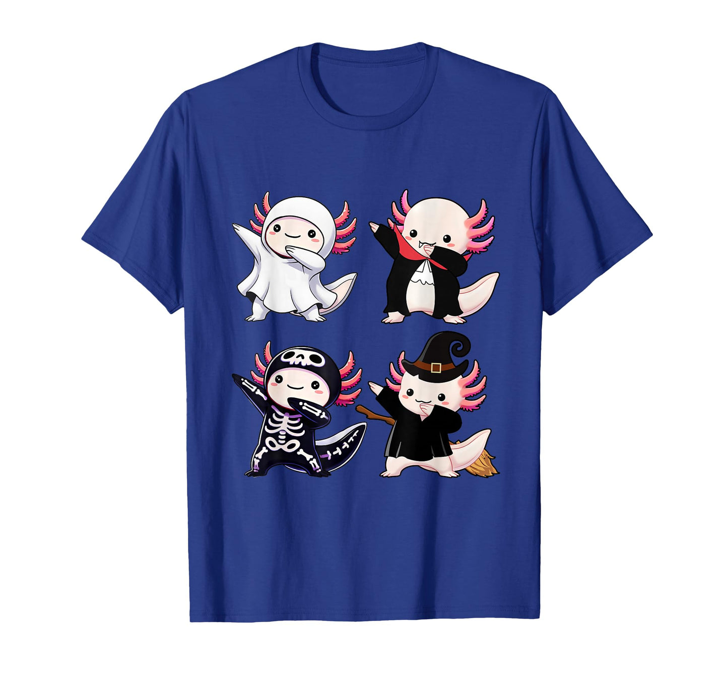 Funny Dabbing Axolotl Halloween Costume Ghost Skeleton Witch T-Shirt