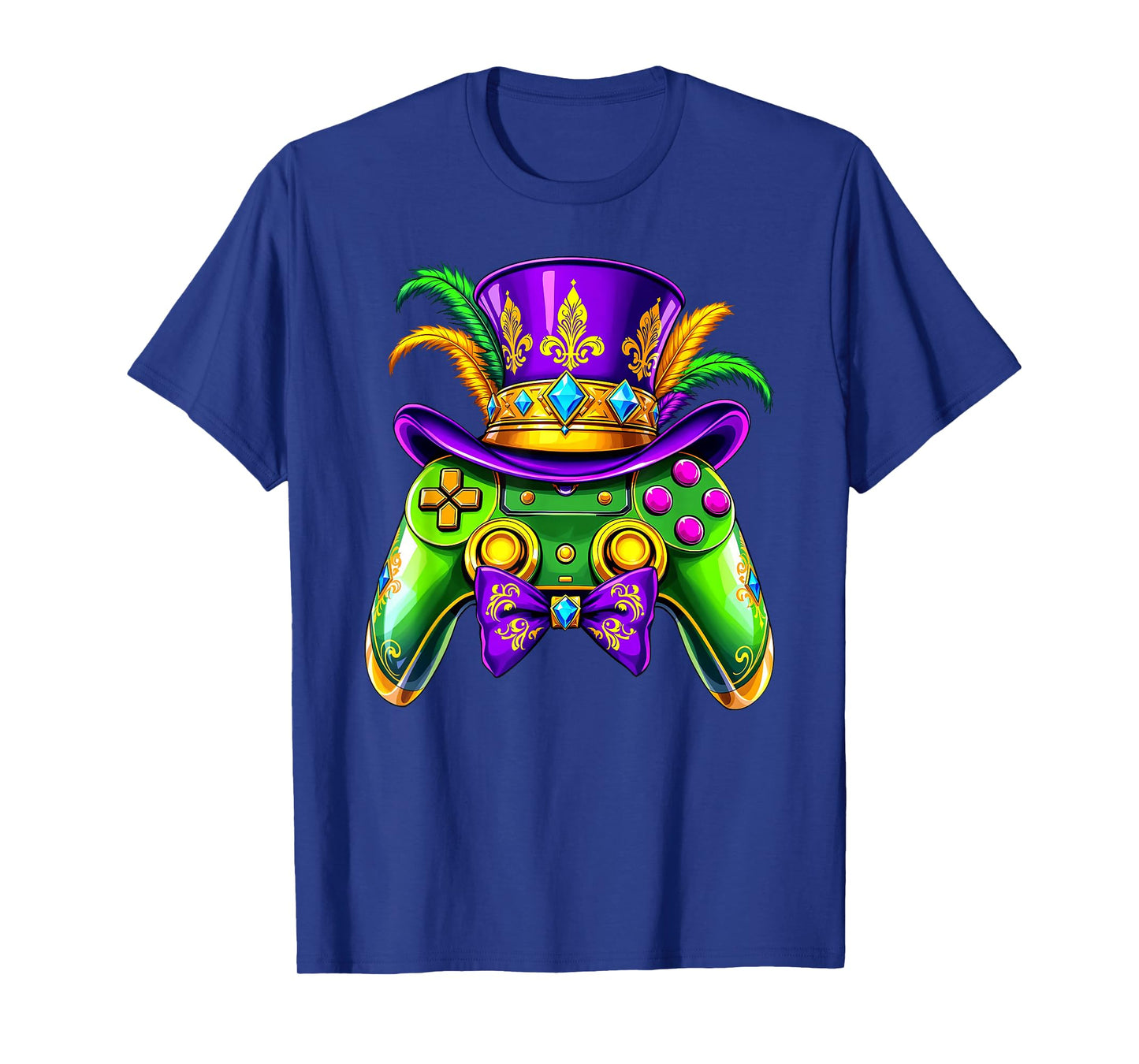 Mardi Gras Video Game Controller Jester Mask Kids Boys Mens T-Shirt