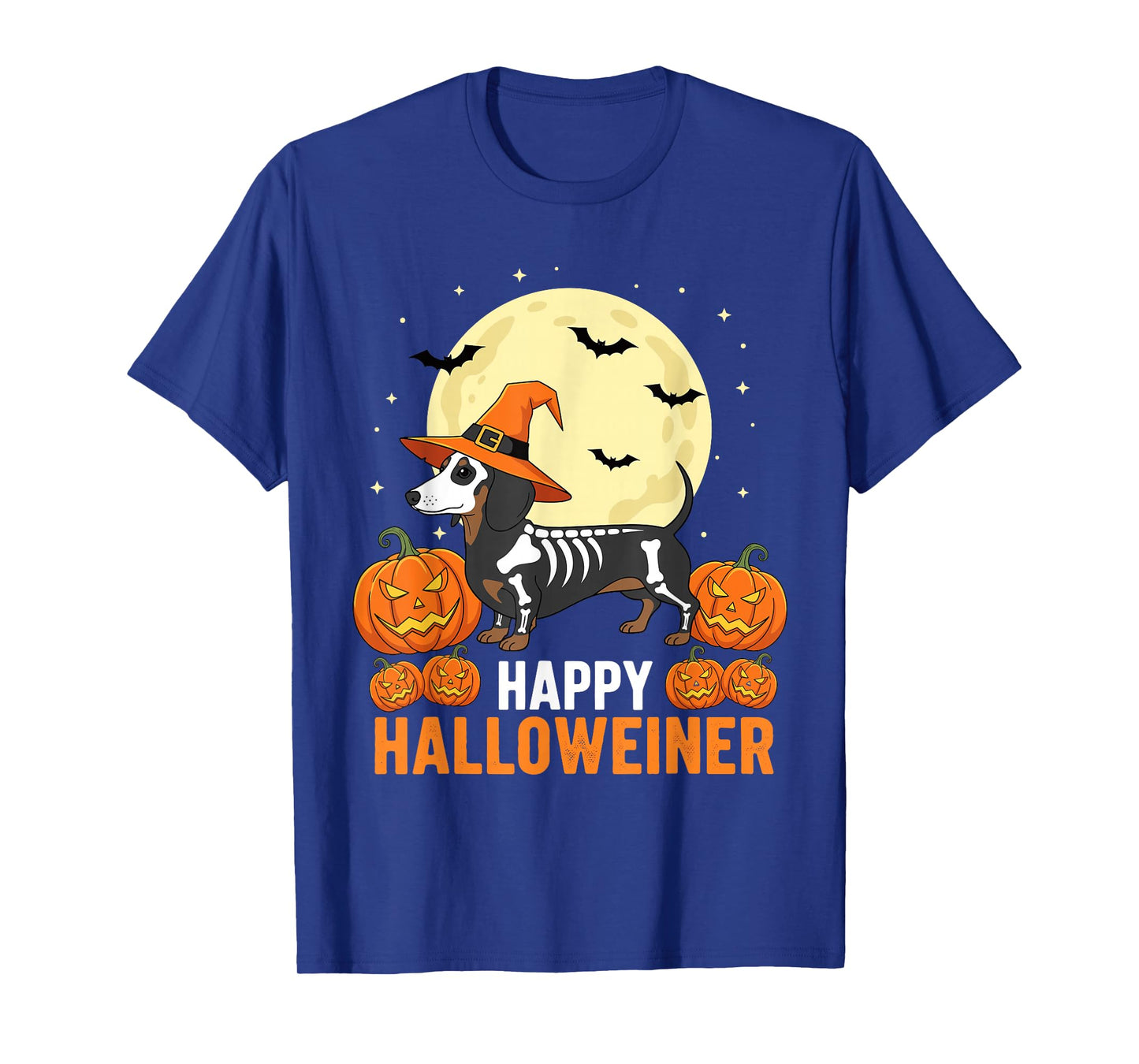 Happy Halloweiner Funny Halloween Dachshund Witch Skeleton T-Shirt
