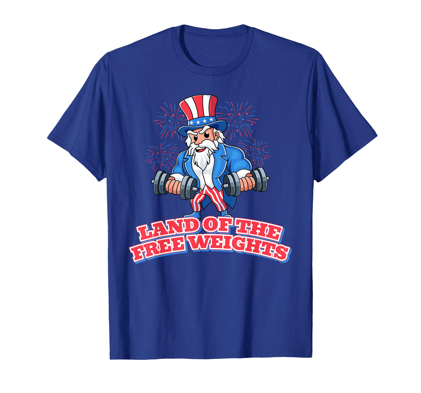 Land of the Free Weights July 4th Gym Workout Lifting Funny T-Shirt