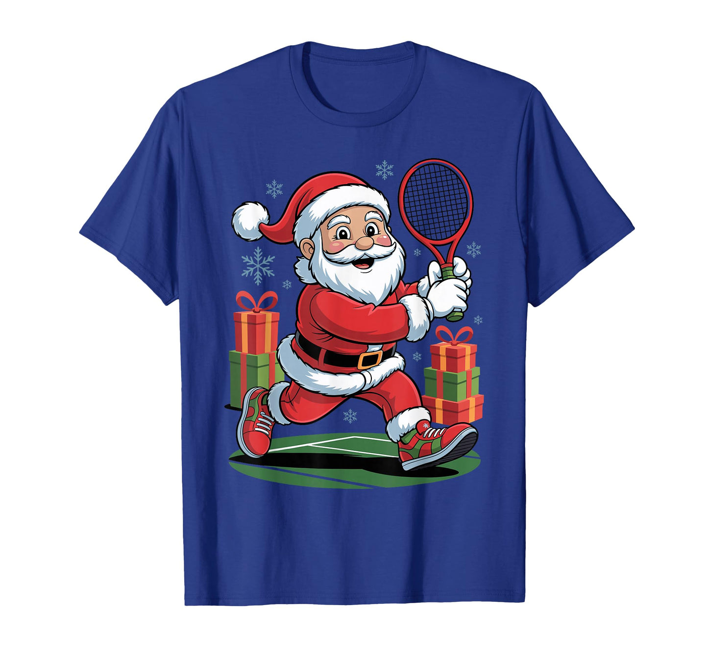 Santa Playing Tennis Funny Christmas Xmas Holiday Pajama T-Shirt