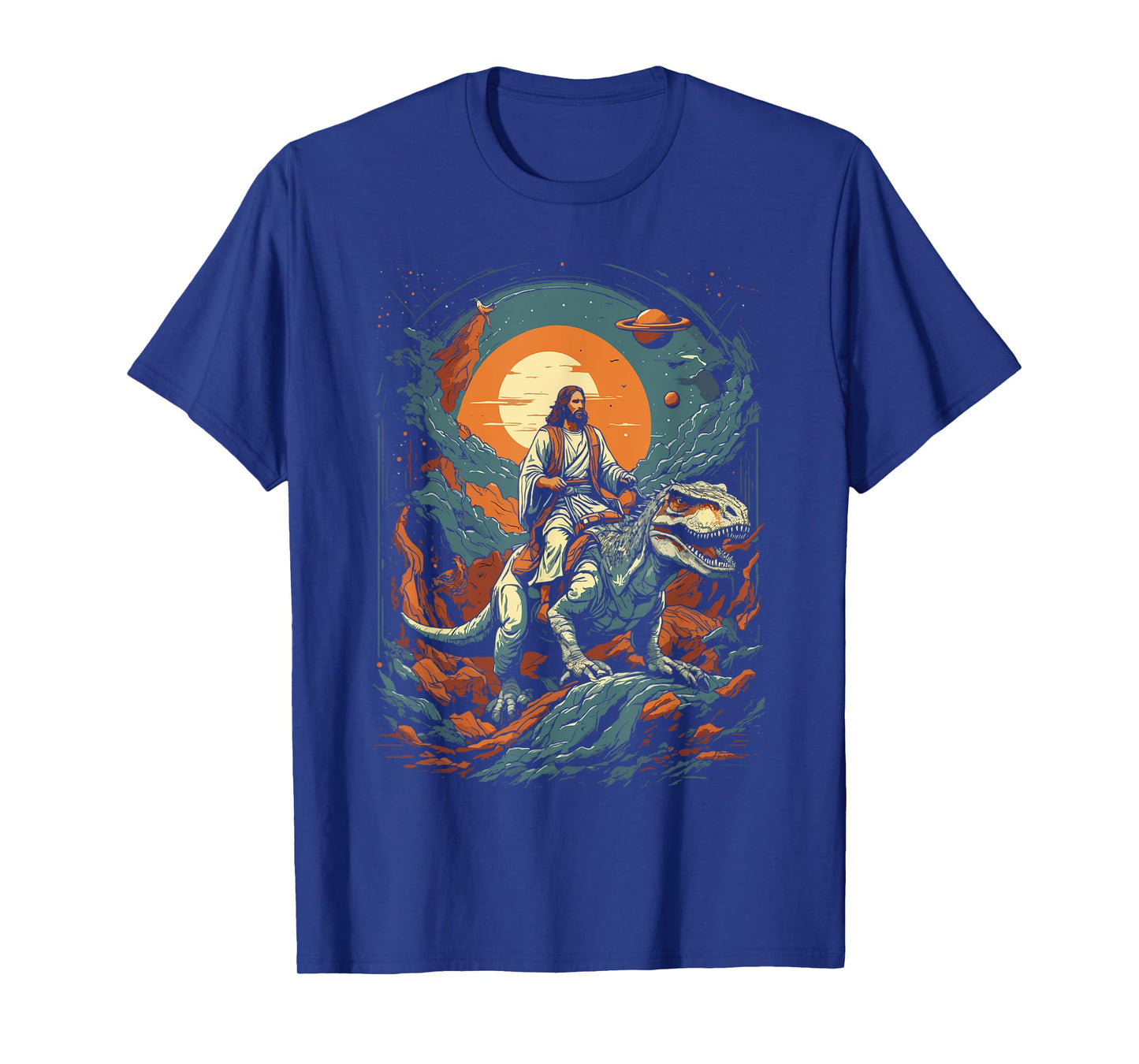 Jesus Riding in Space T-Rex Dinosaur Meme Sci-Fi Believers T-Shirt