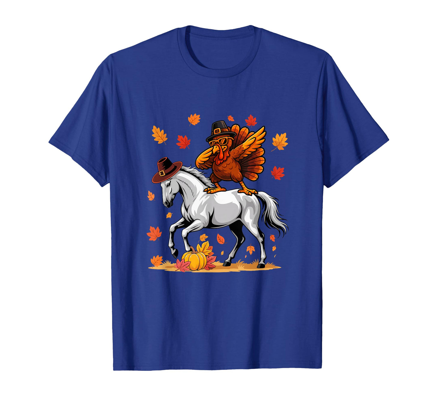 Dabbing Turkey On Horse Thanksgiving Autumn Pilgrim Farmer T-Shirt