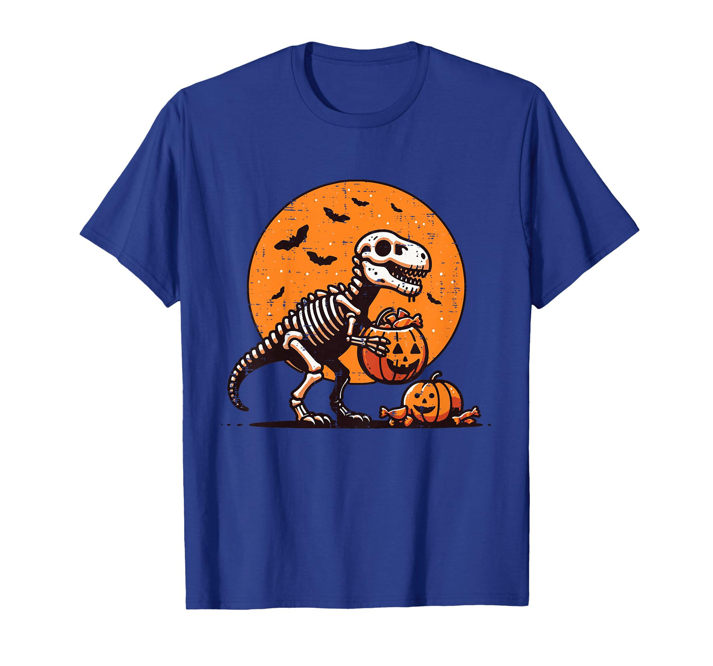 Kids Halloween Dino Skeleton Trick Treat Trex Costume Boys Kids T-Shirt