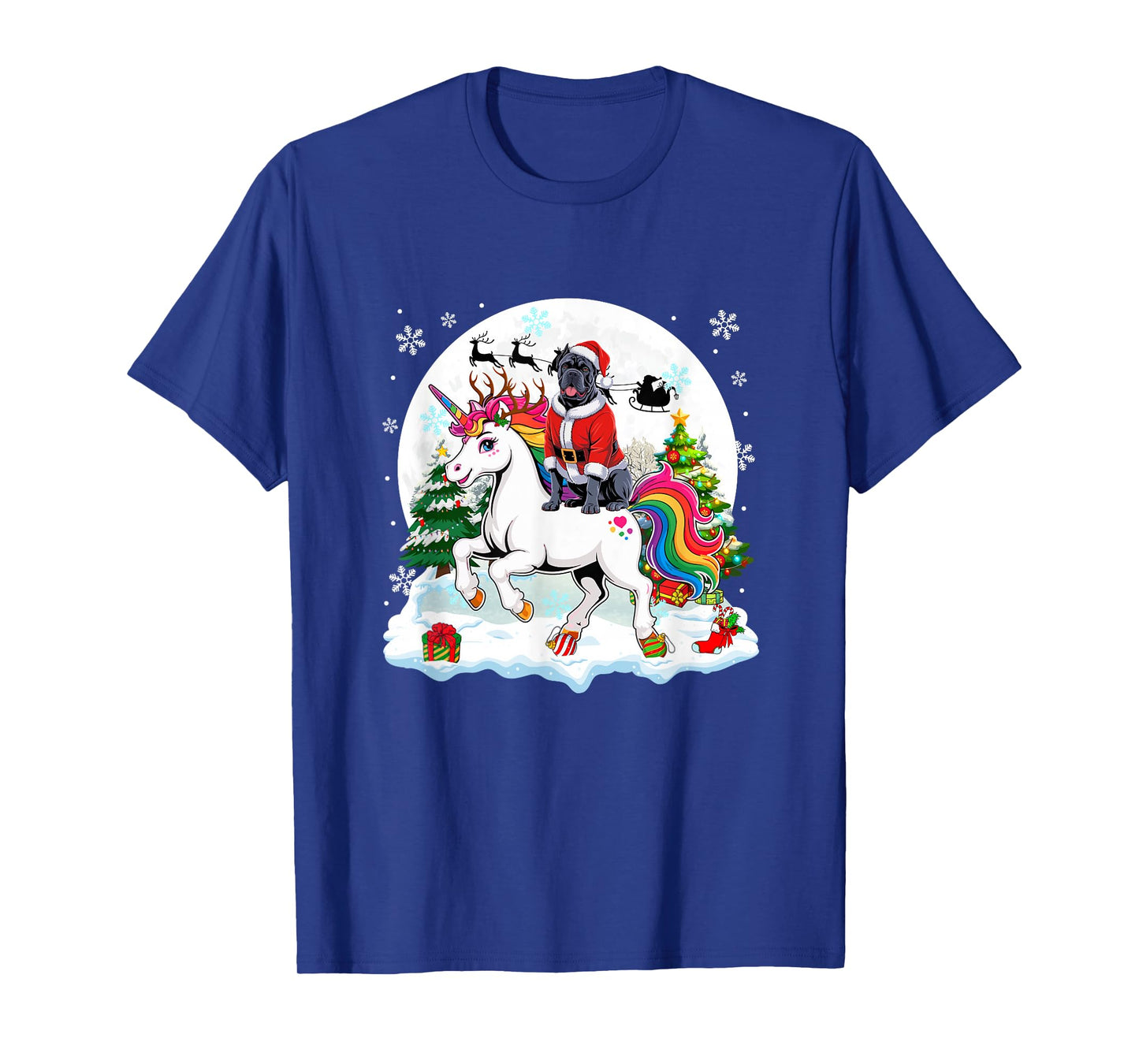 Santa Cane Corso Riding Unicorn Reindeer Christmas Owner T-Shirt