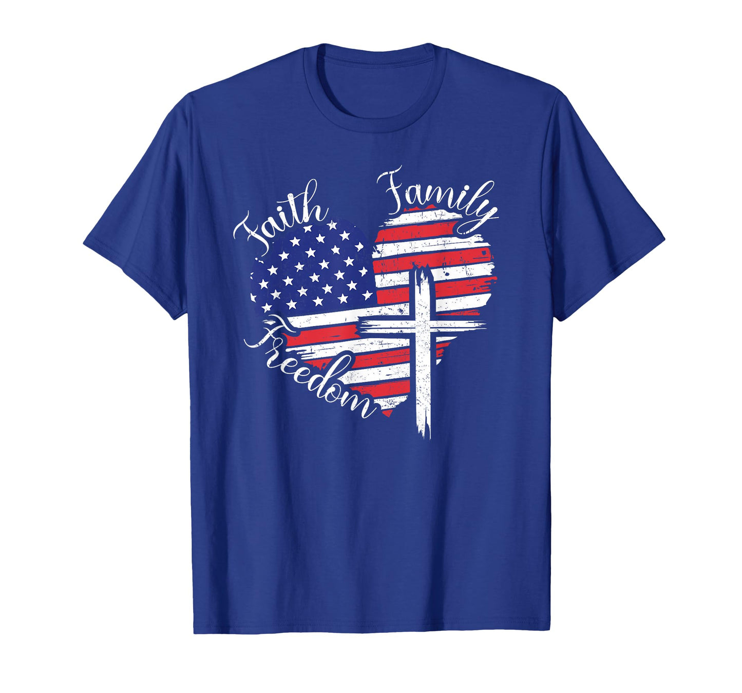 Faith Family Freedom Heart Christian American 4th of July T-Shirt