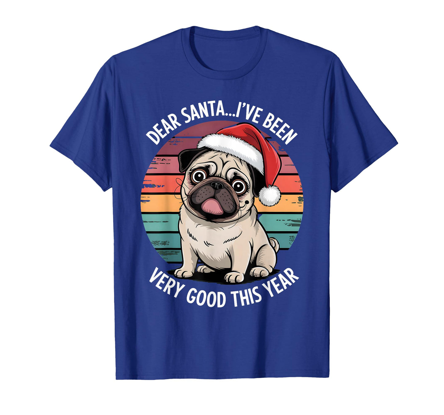 Funny Father Christmas Xmas Dog Pug Party Costume T-Shirt