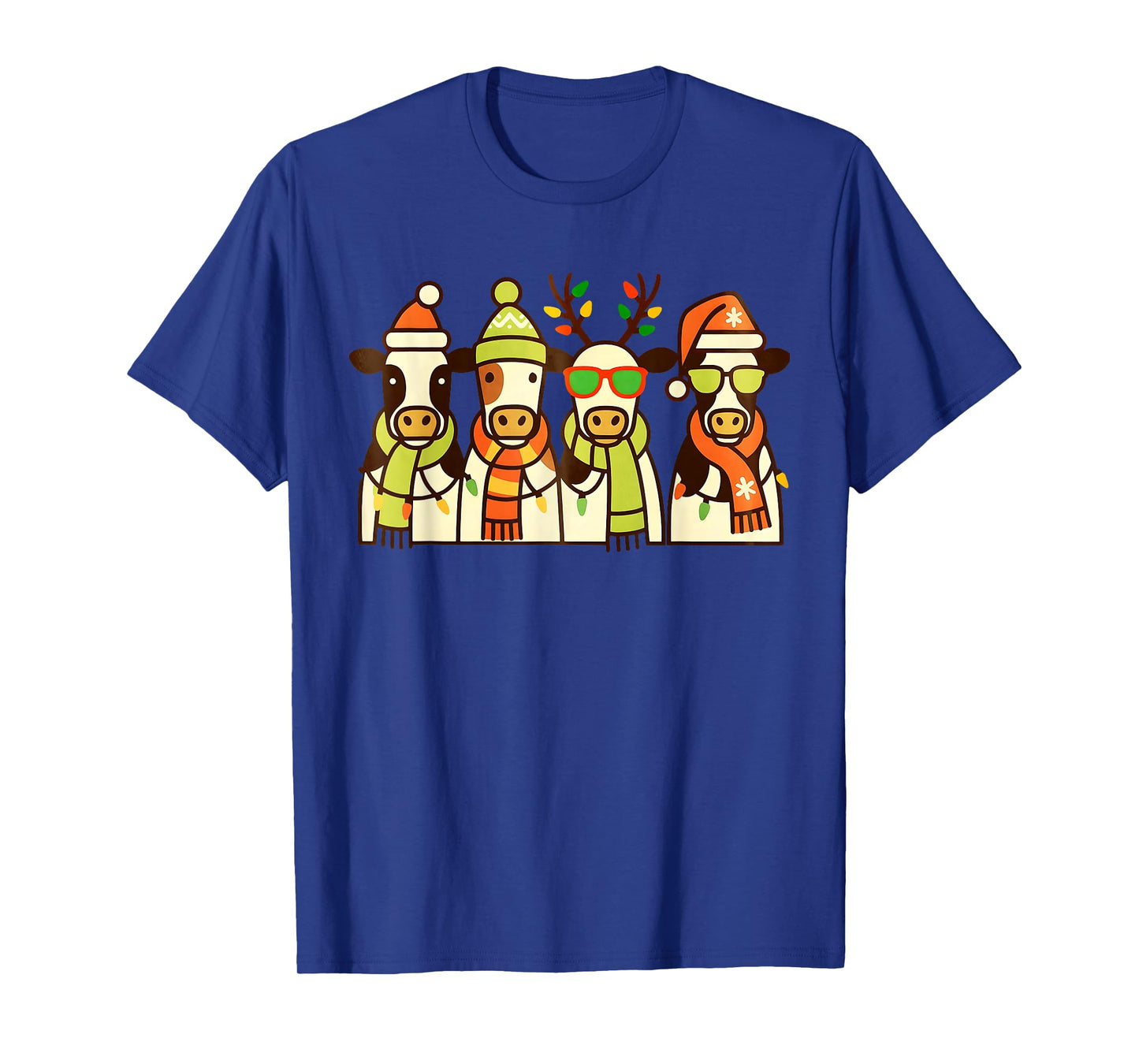Funny Cow Christmas Lights Western Xmas Santa Farm Animal T-Shirt
