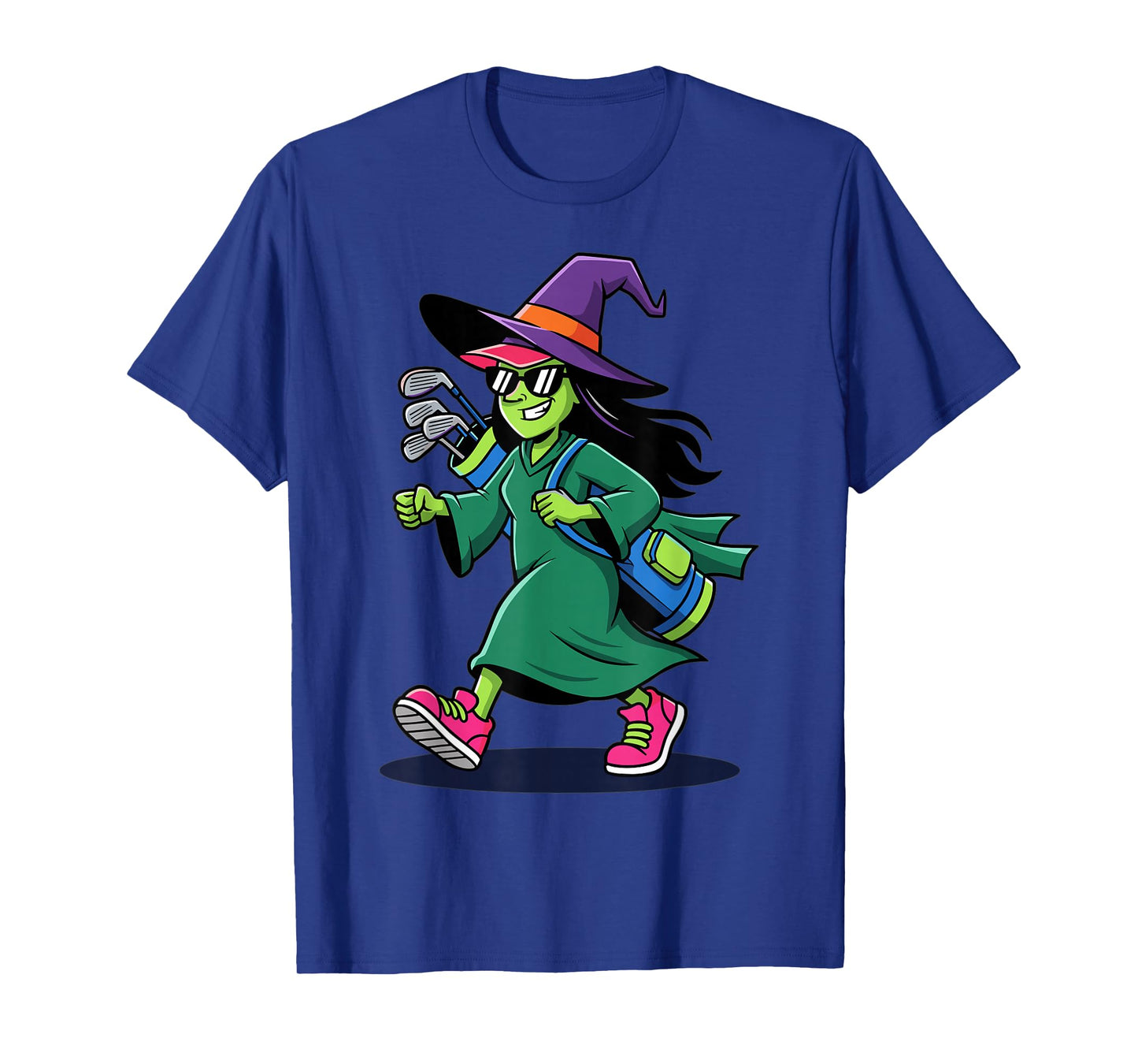 Witch Golf Halloween Cartoon Magic Sports Design T-Shirt