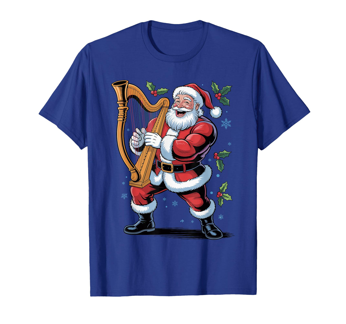 Santa Playing Harp Funny Holiday Chrismas Xmas Pajama T-Shirt