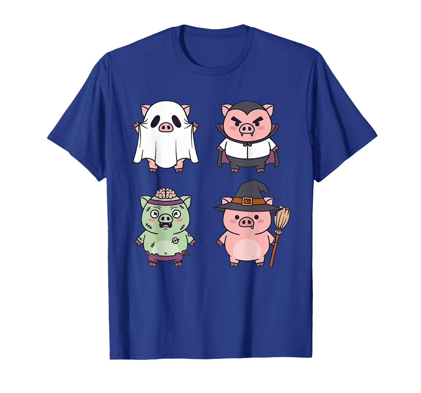 Cute Halloween Pigs Dressed As Ghost Vampire Witch Zombie T-Shirt