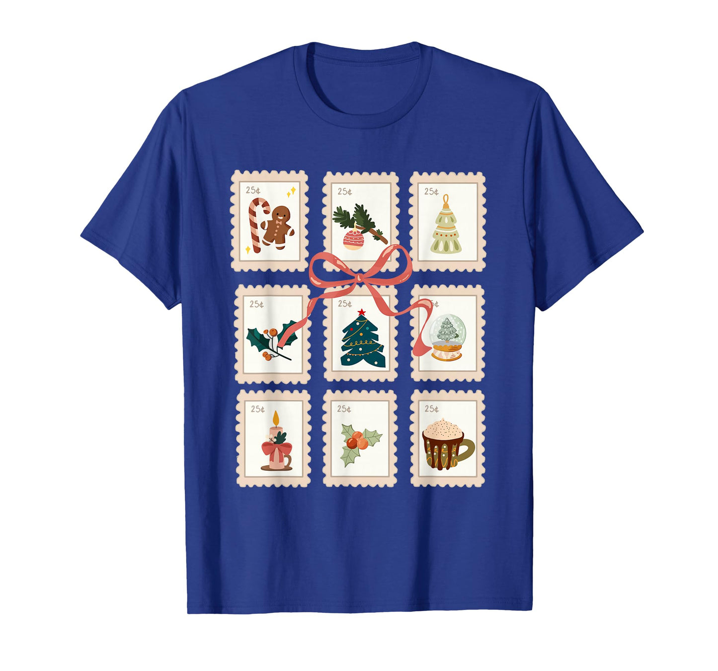 Vintage Christmas Postage Stamps Santa Snowman Elf T-Shirt