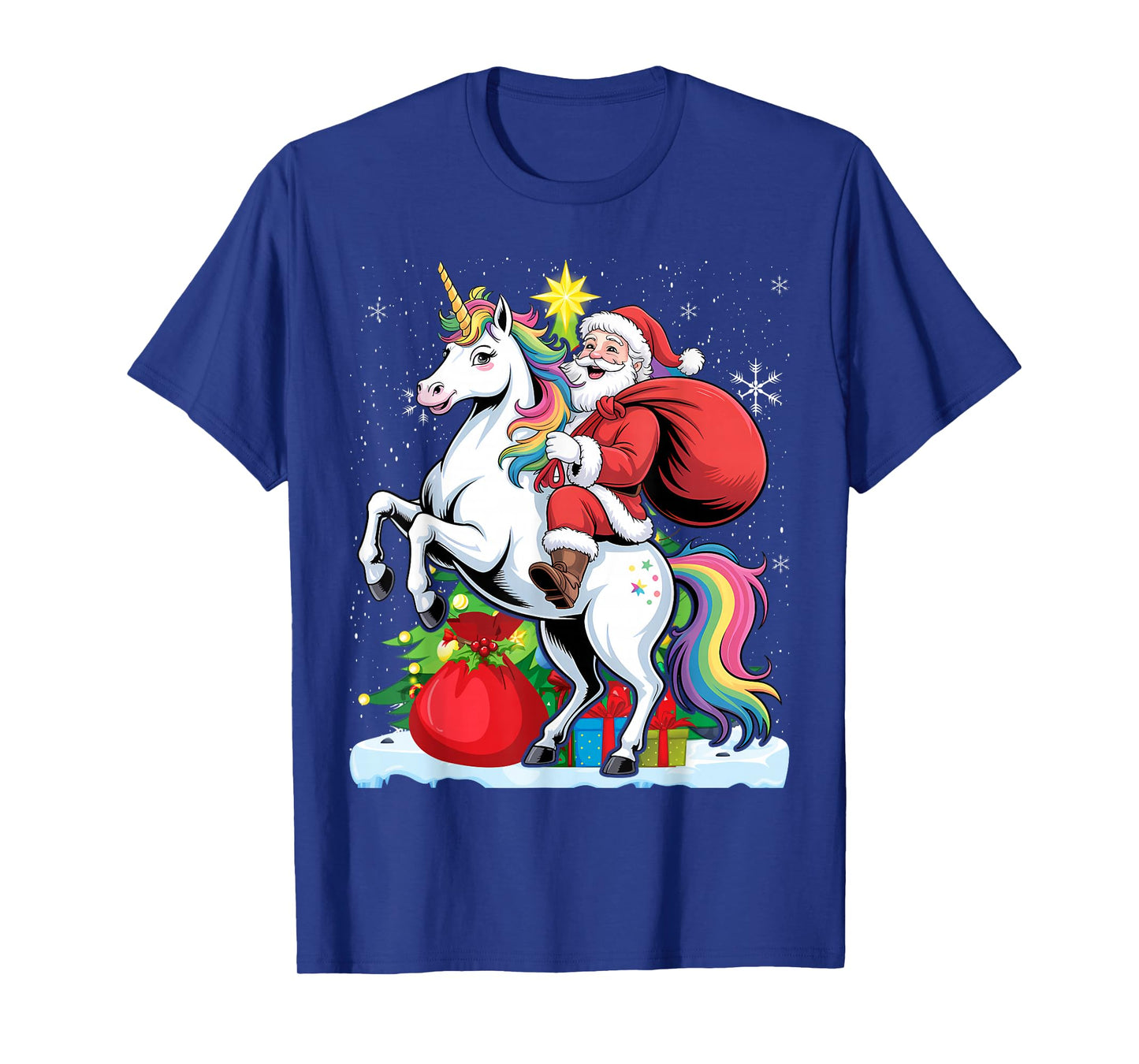 Funny Santa Claus Riding A Unicorn Cute Christmas Lover T-Shirt