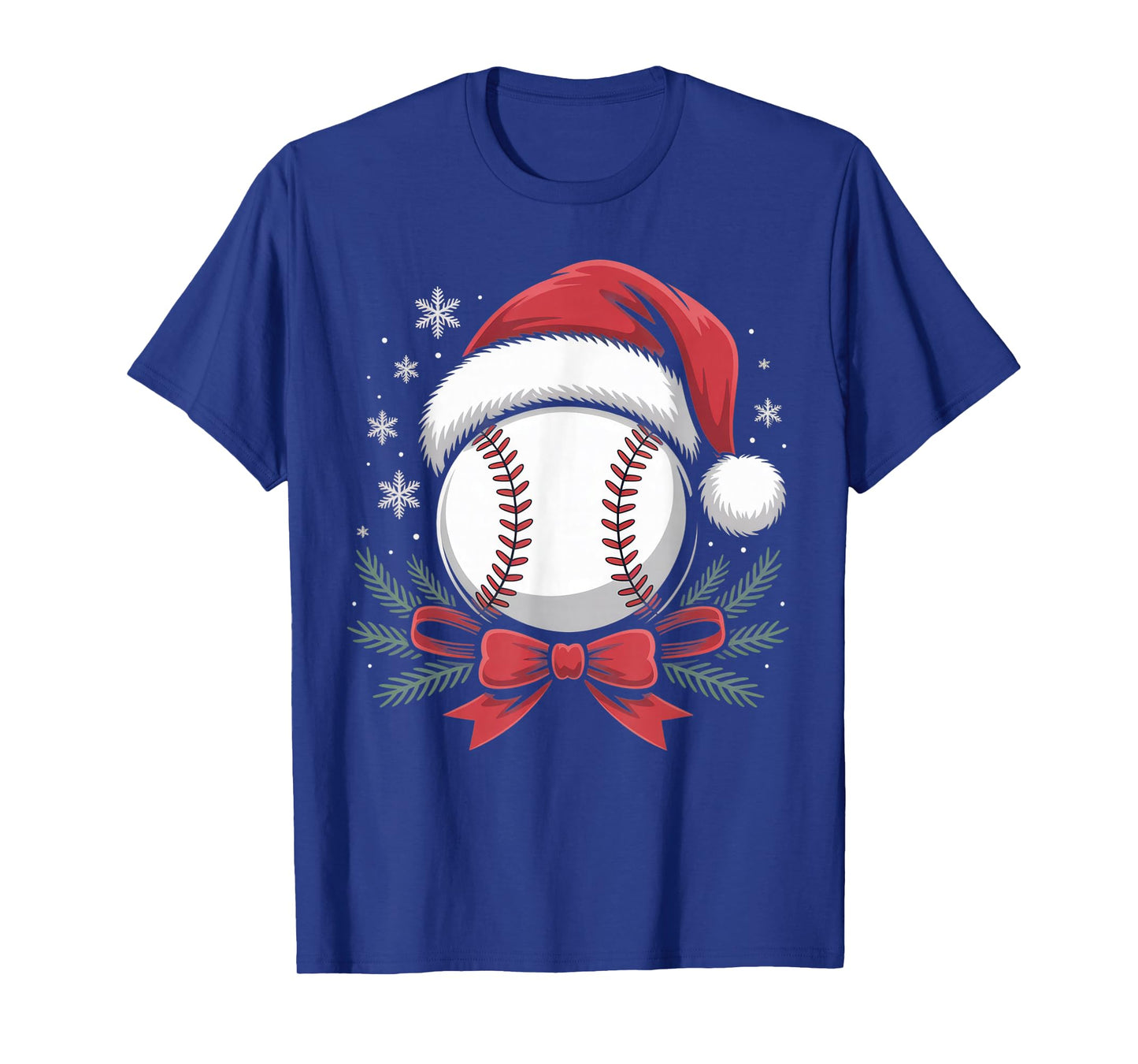 Baseball Santa Hat Lovers Holiday Spirit Christmas Outfit T-Shirt
