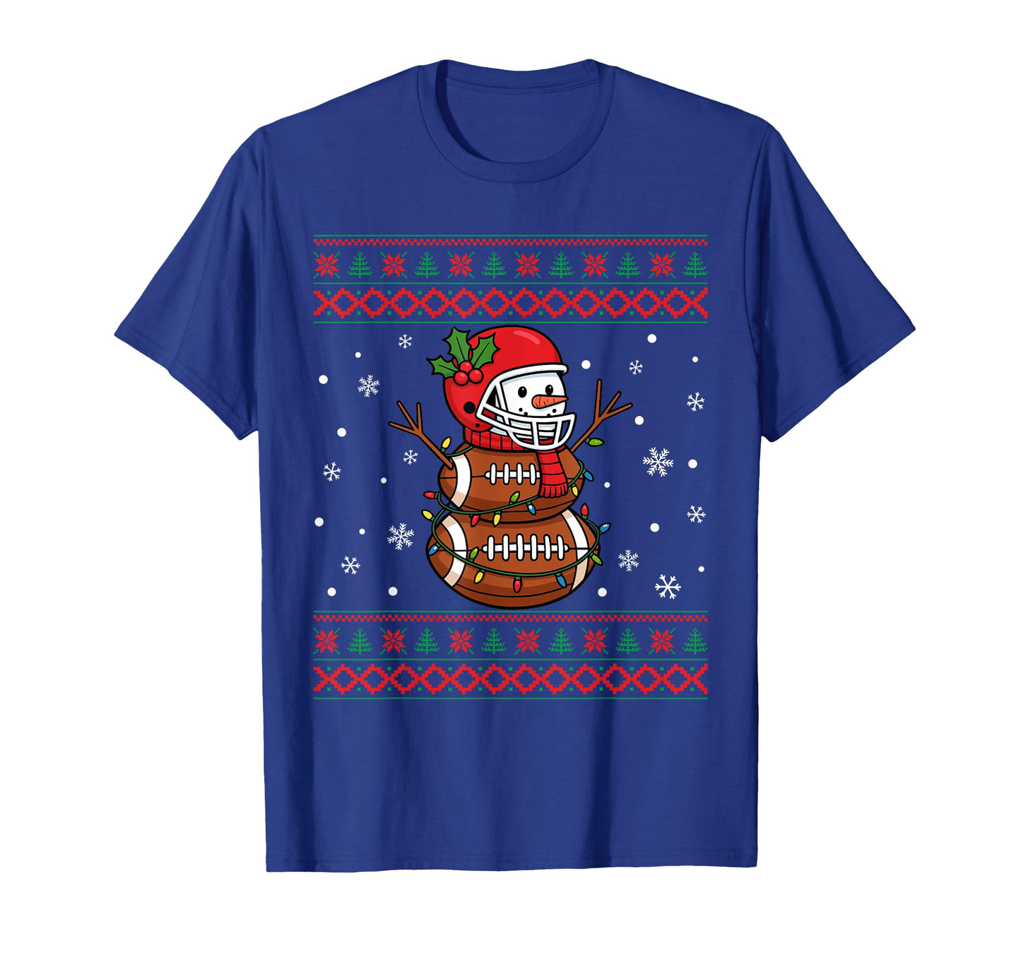 Merry Christmas Football Snowman Holiday Ugly Xmas Pajamas T-Shirt
