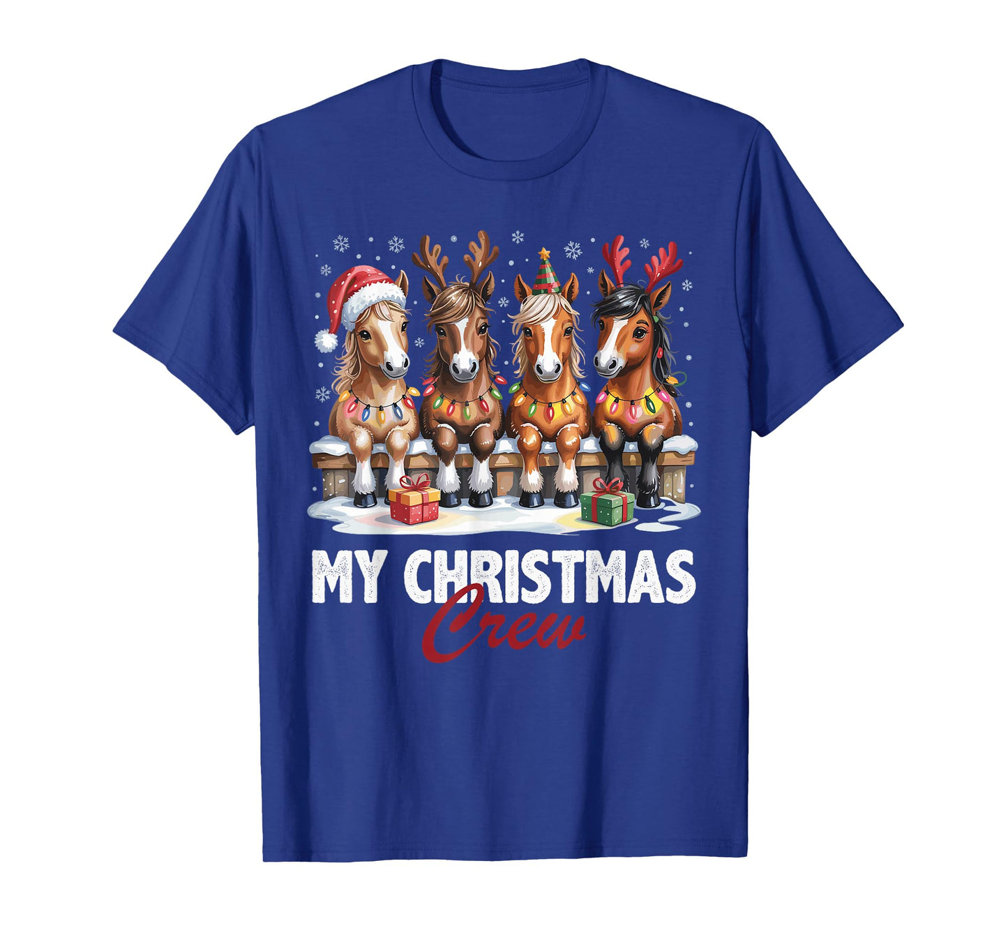 Horse Christmas Crew Cute Animal Lovers Funny Holiday Pajama T-Shirt