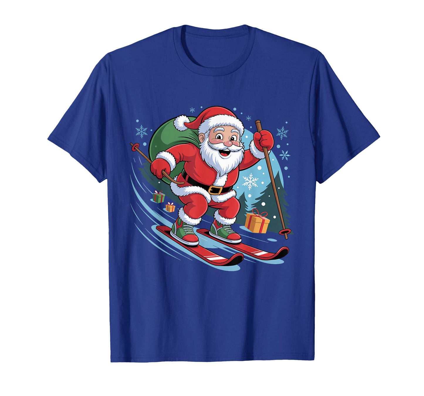 Funny Santa Skiing Lover Holiday Christmas Xmas Pajama T-Shirt