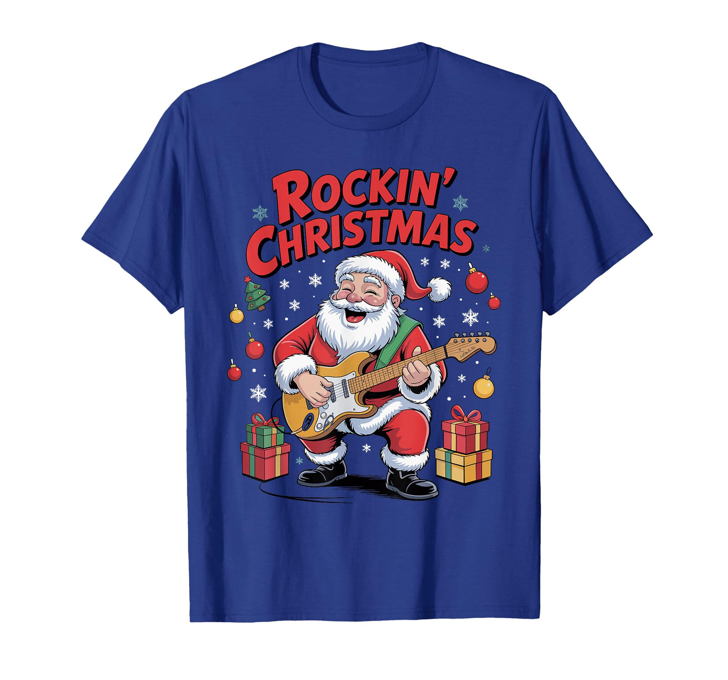 Funny Santa Playing Guitar Holiday Chrismas Xmas Pajama T-Shirt