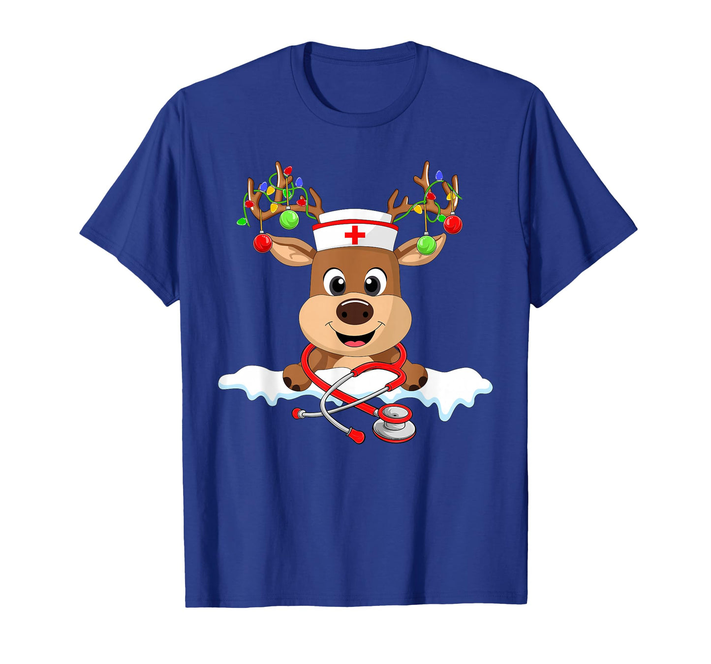 Reindeer Nurse Christmas Pajamas Nursing Scrub Tops Xmas T-Shirt