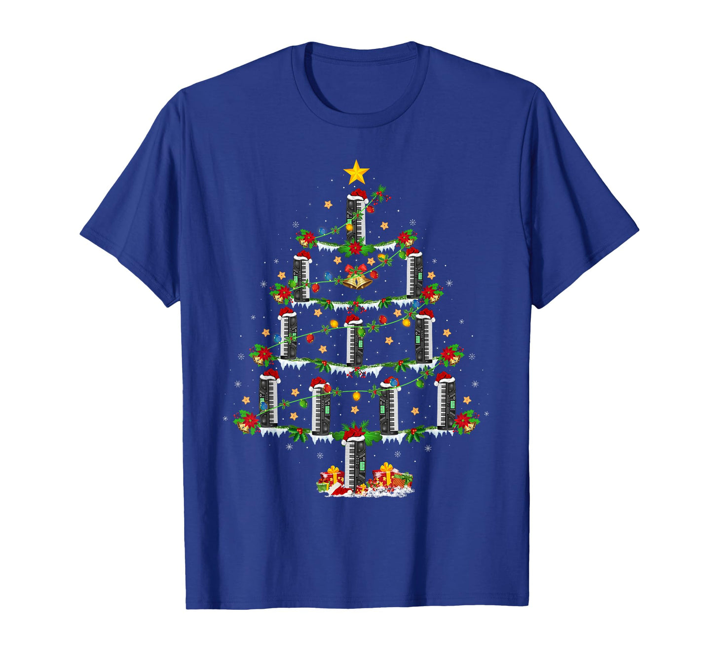 Synthesizer Christmas Tree Lights Music Lover Musical Xmas T-Shirt