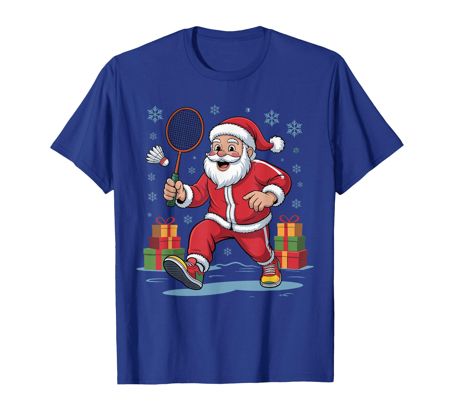 Santa Playing Badminton Funny Holiday Christmas Xmas Pajama T-Shirt