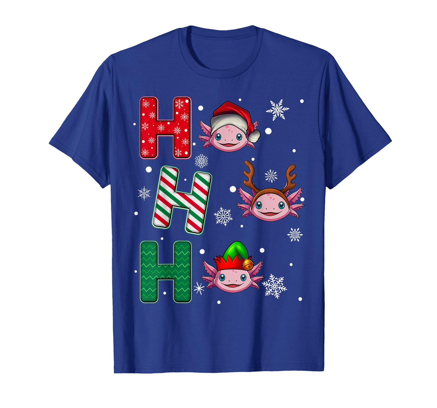 Ho Ho Ho Axolotl Animal Matching Santa Elf Xmas T-Shirt