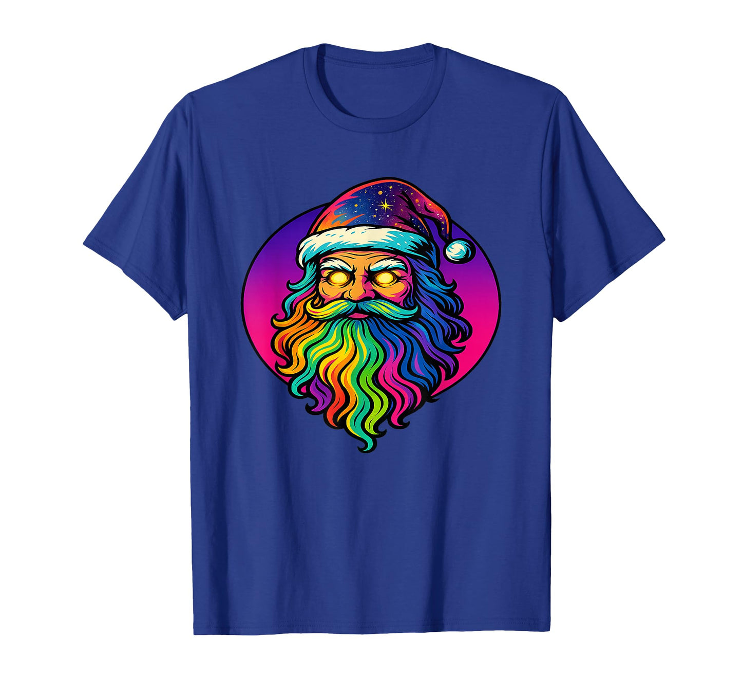 Hippie Holiday Psychedelic Rainbow Santa Groovy Christmas T-Shirt