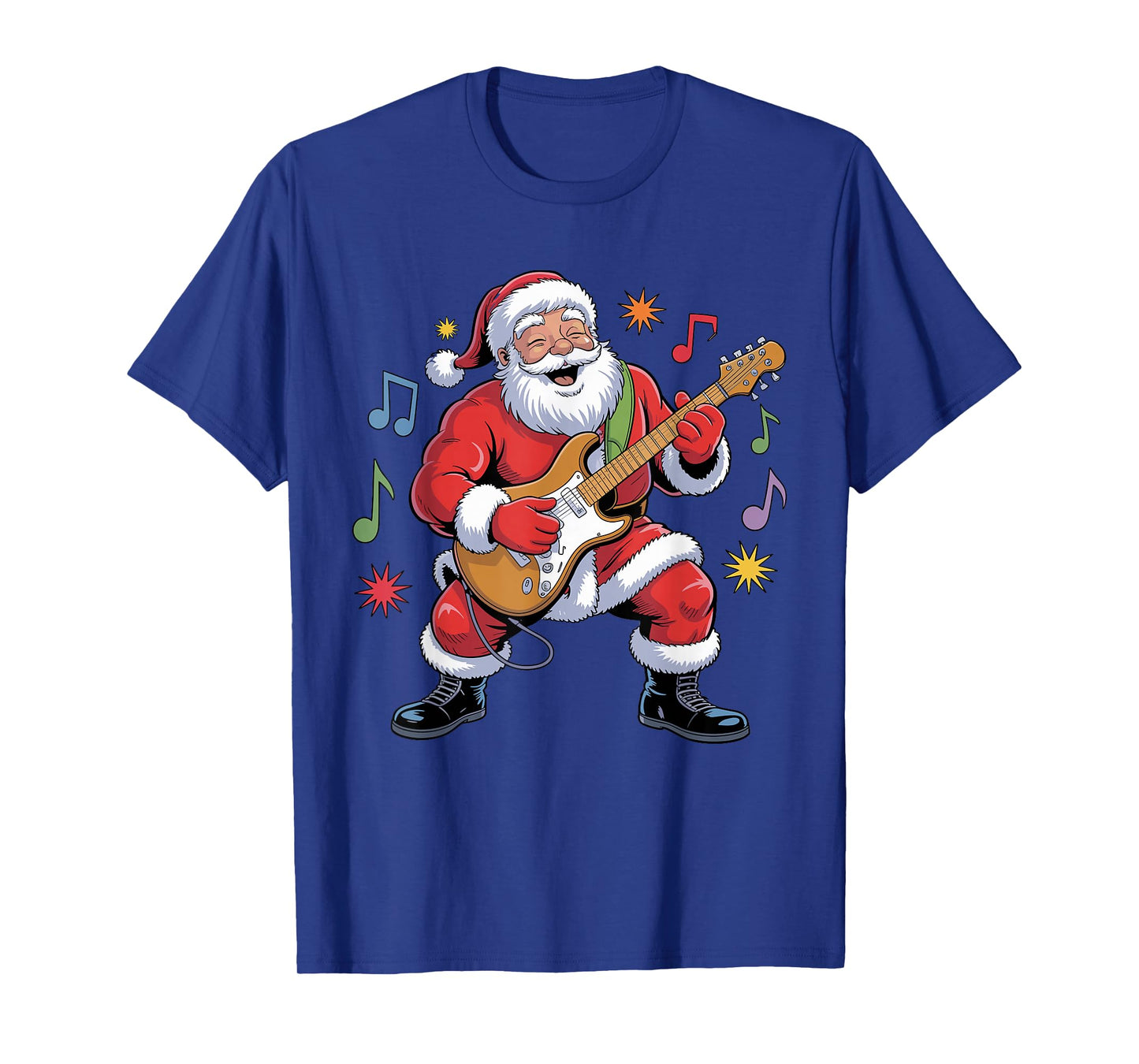 Santa Playing Electric Guitar Funny Holiday Chrismas Pajama T-Shirt