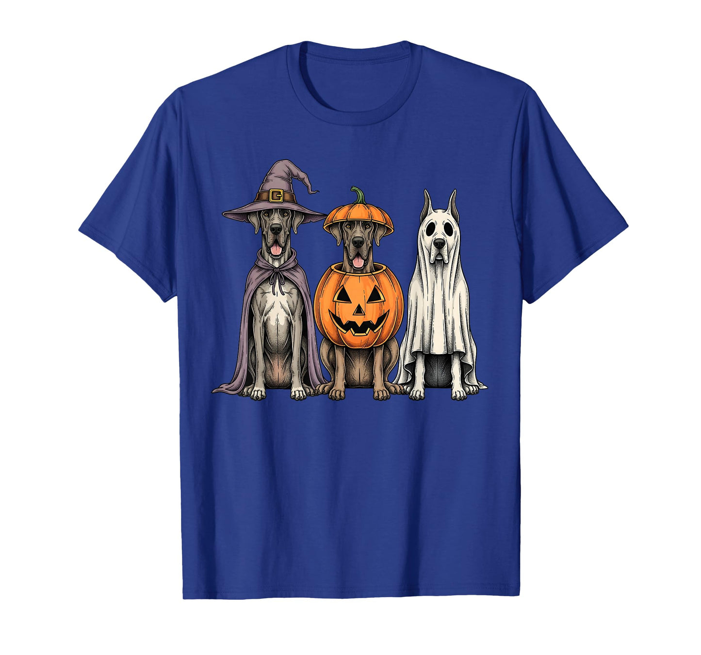 Spooky Ghost Great Dane Pumpkin Halloween Dog Lover T-Shirt