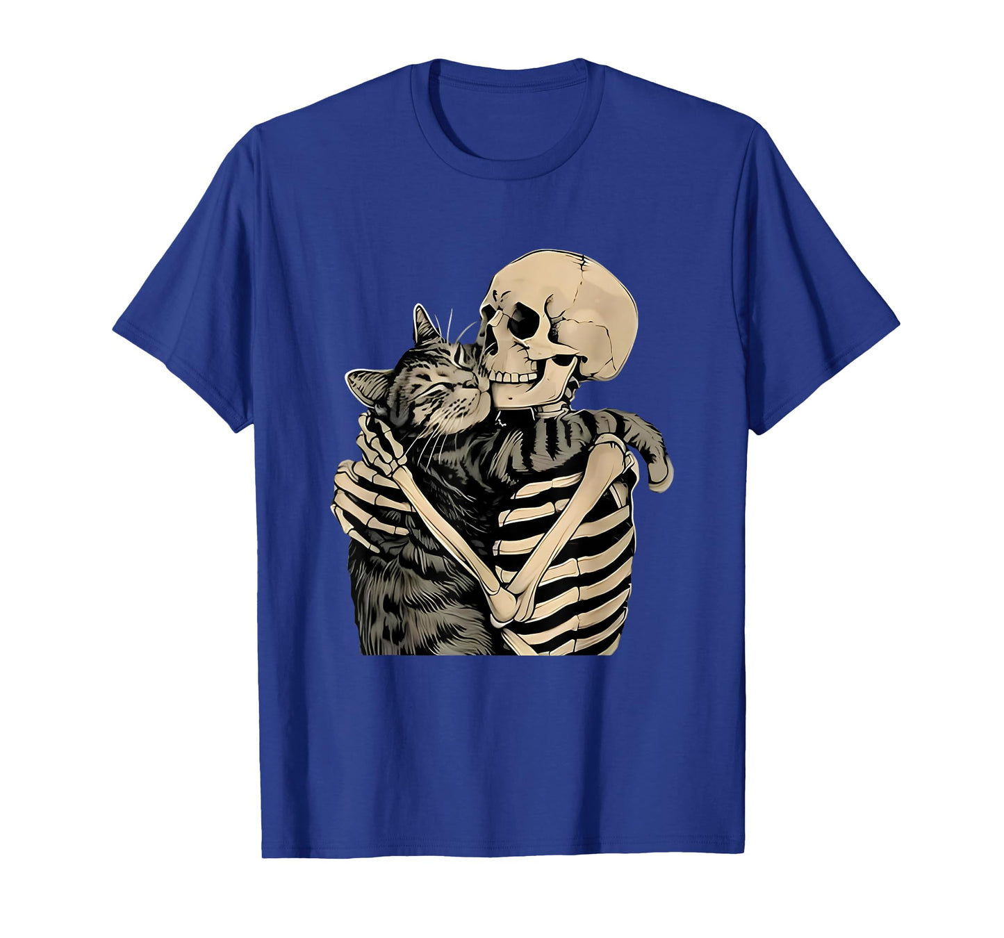 Gothic Skeleton Hugging Cat Halloween Cat Lover Cat Mom T-Shirt