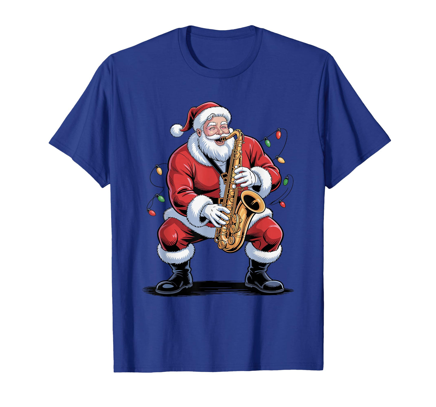 Santa Playing Saxophone Funny Holiday Chrismas Xmas Pajama T-Shirt