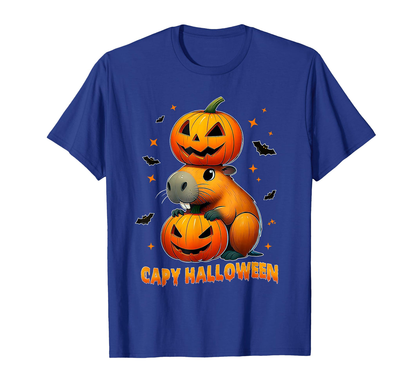 Capy Halloween Funny Cute Capybara Pumpkin Men Women Kids T-Shirt