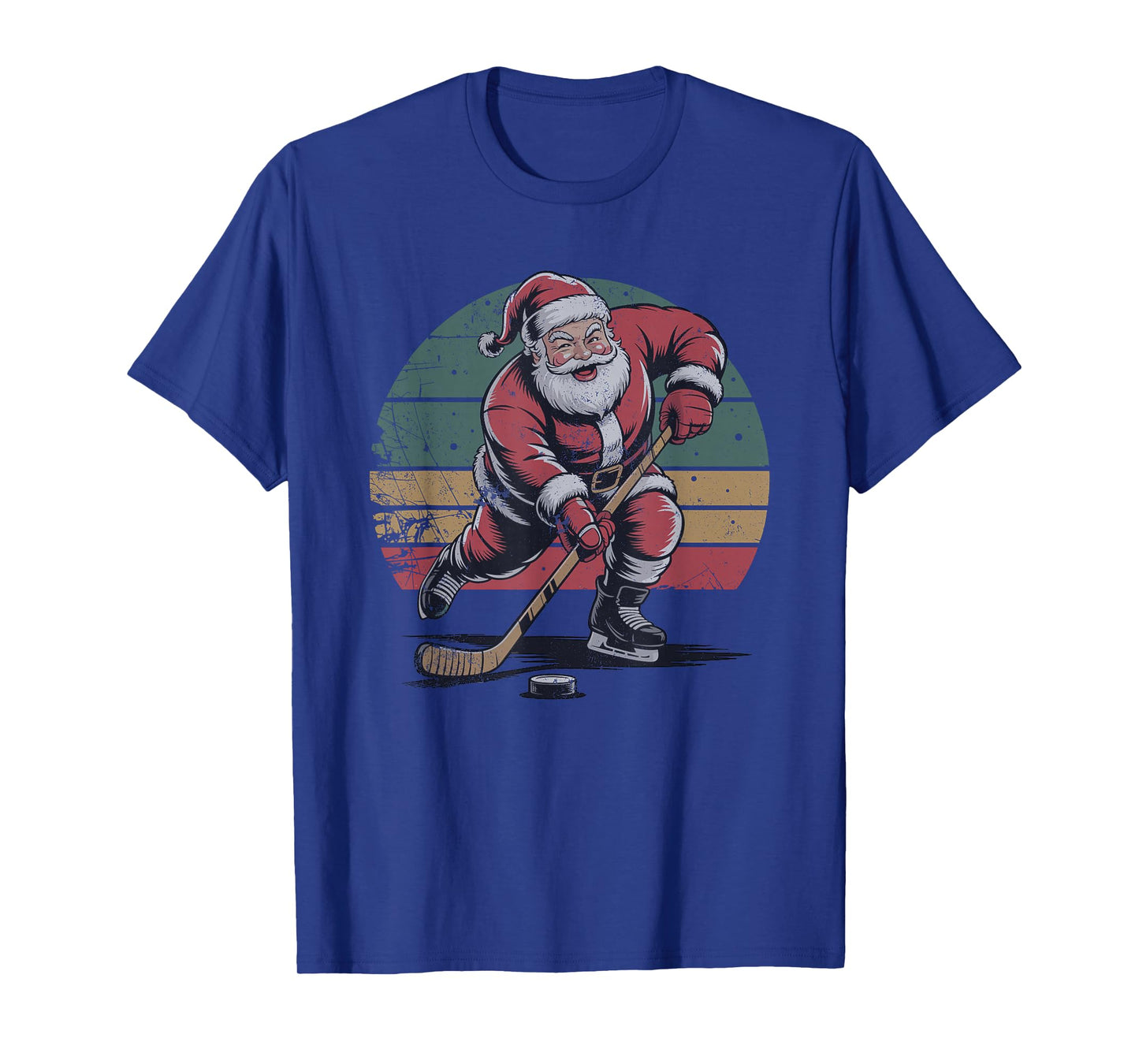Santa Playing Hockey Retro Vintage 90s Christmas Holiday T-Shirt