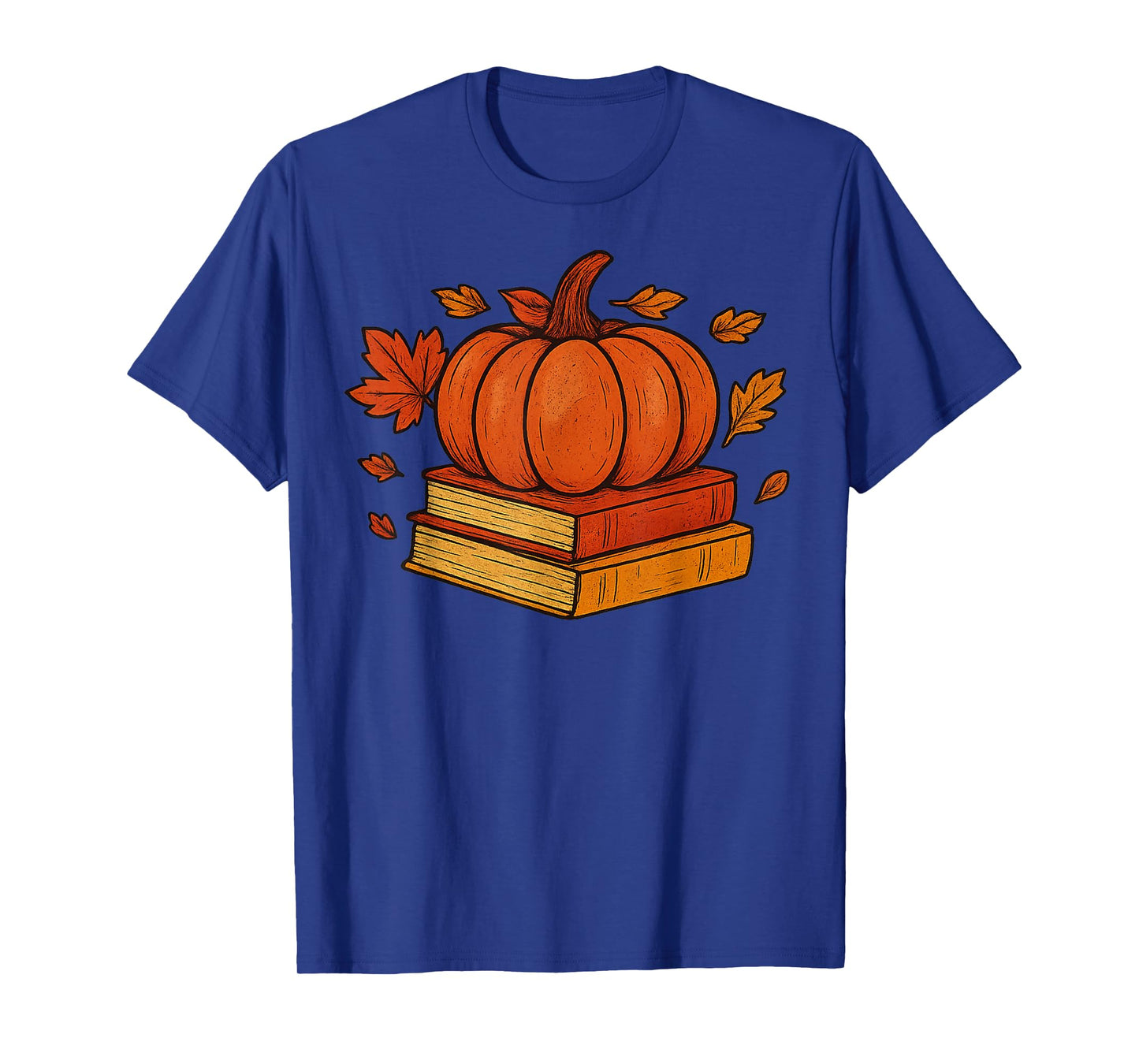 Halloween Fall Pumpkin Teacher Retro Book Lover Reading Tee T-Shirt