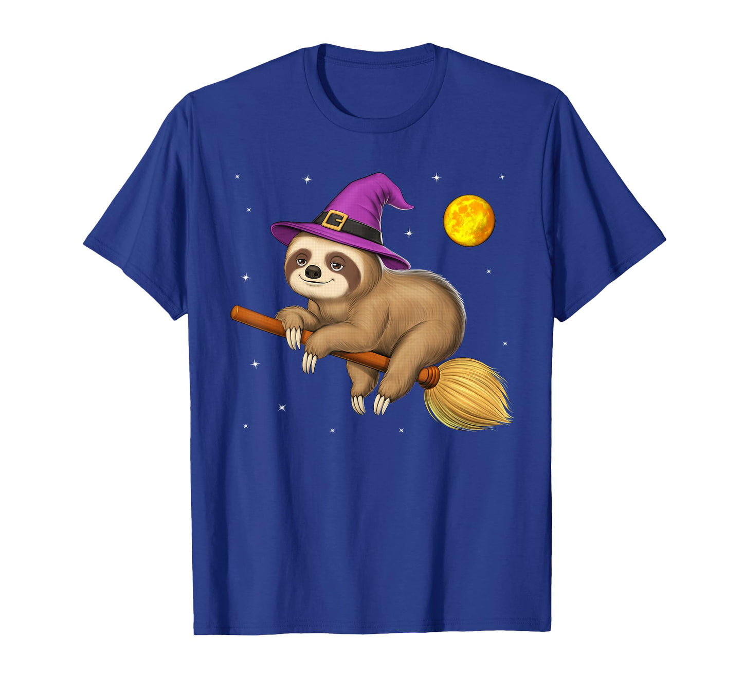 Sloth Witch Riding Broom Halloween Wiccan Spooky Cute Sloth T-Shirt