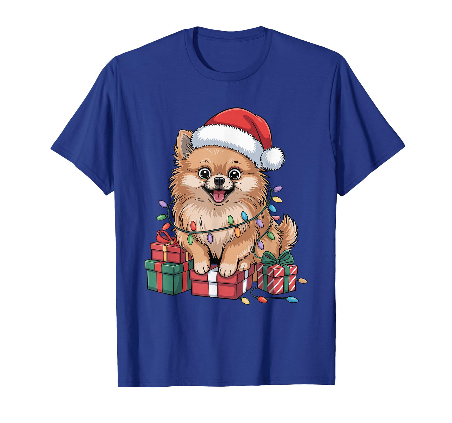 Cute Pomeranian Santa Hat Christmas Pom Dog Lover Holiday T-Shirt